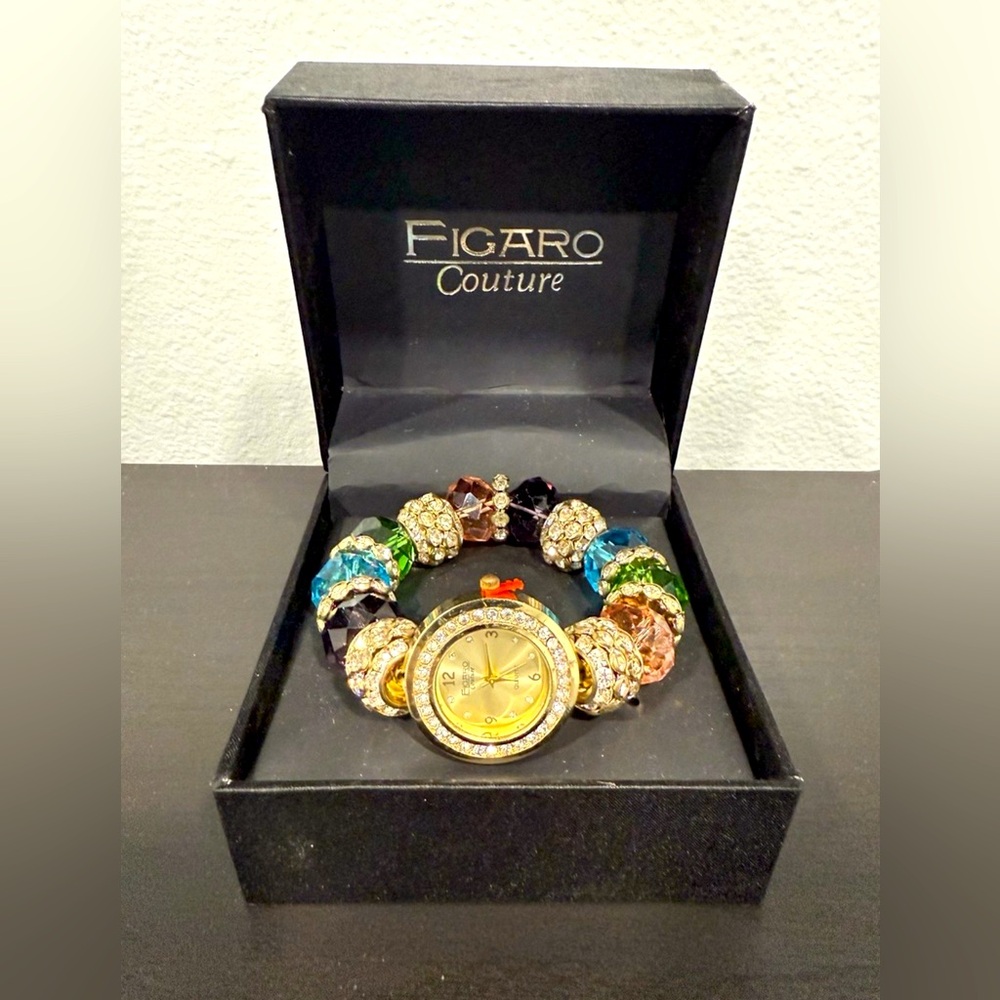 Vintage Figaro Couture Ladies Multi Color Bracelet Quartz Watch New Never Worn